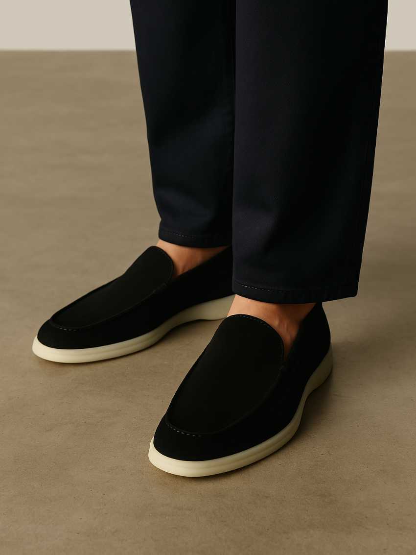 Alessandro - Loafers en suède noir pour hommes