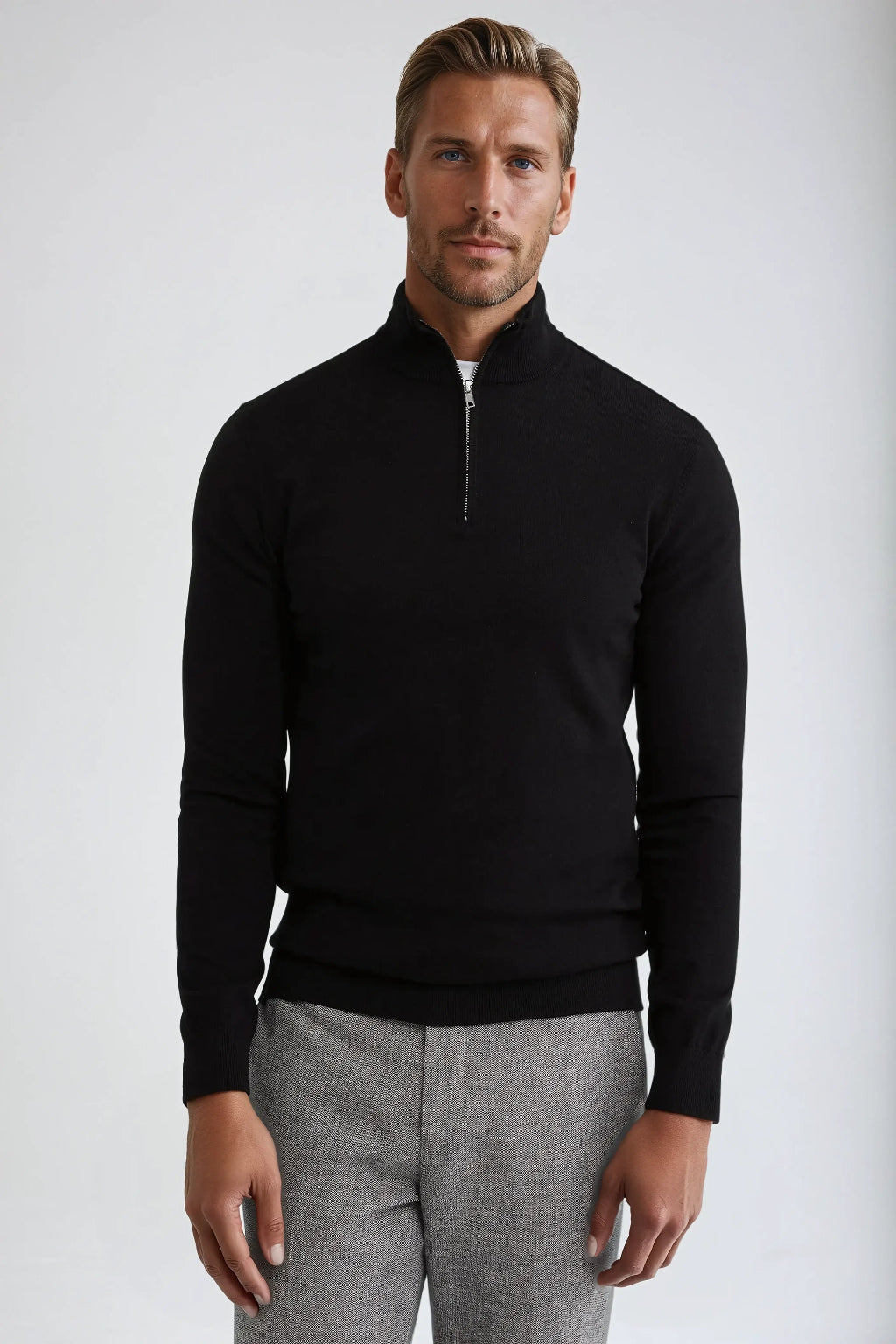 Pull en Coton Noir Old Money