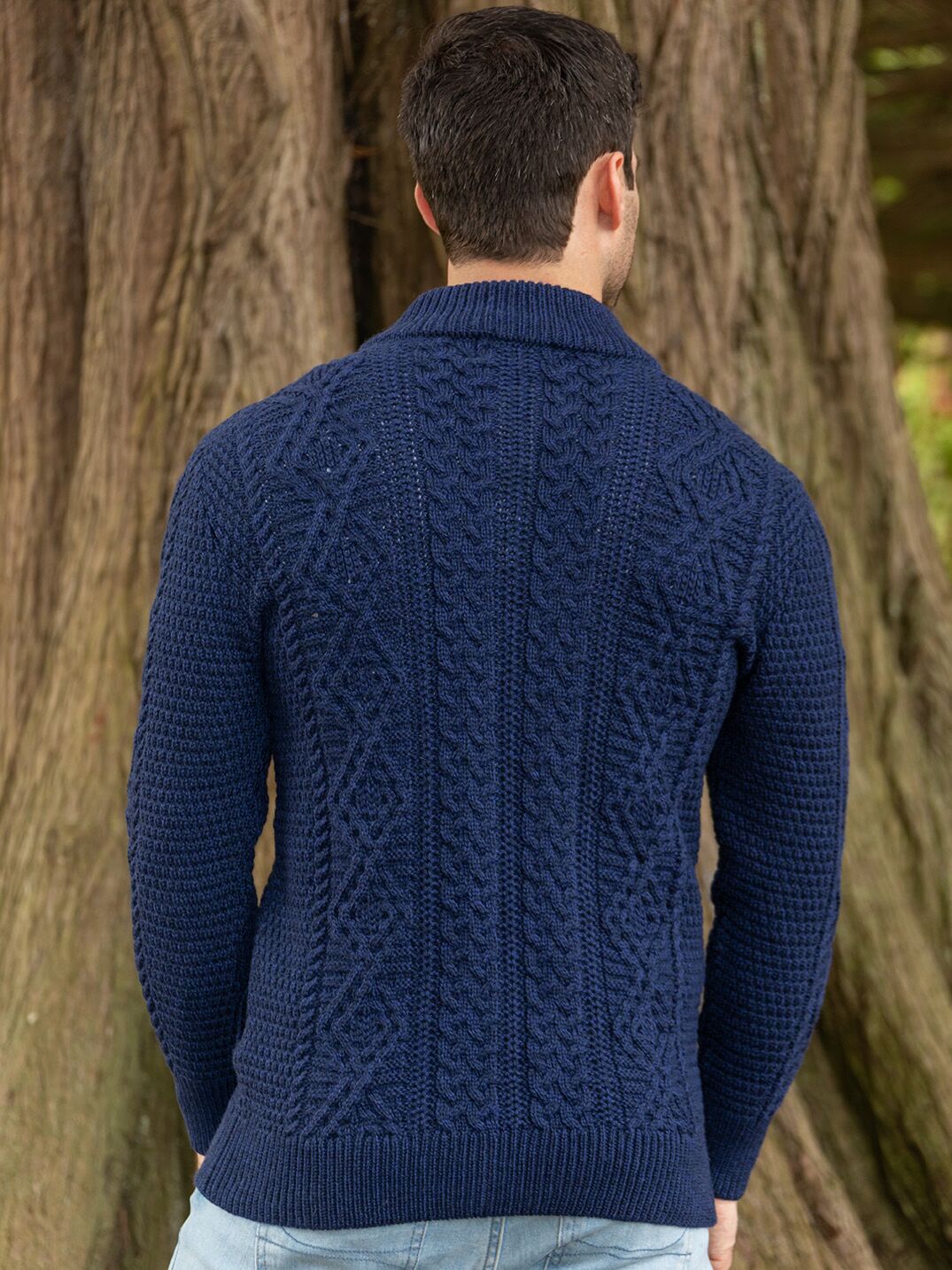 Carlos - Gilet homme Old Money en maille torsadée, cardigan à fermeture éclair bleue