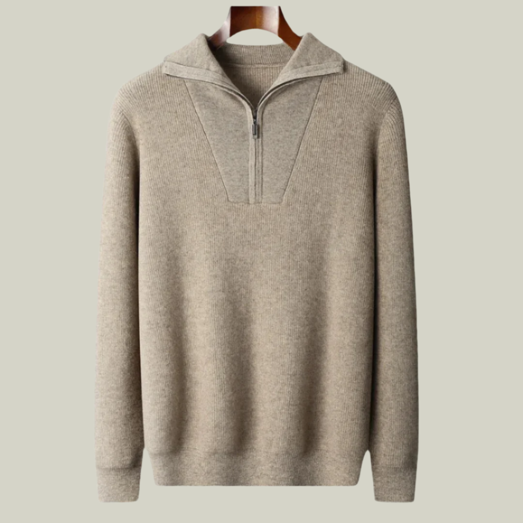 Pull 100% Cachemire à Zip avec Demi-Zip - Style Luxe