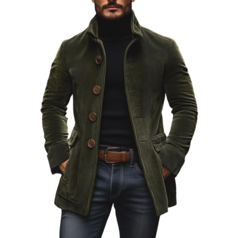 Veste en velours côtelé décontractée pour hommes – Veste slim fit vintage avec gros boutons