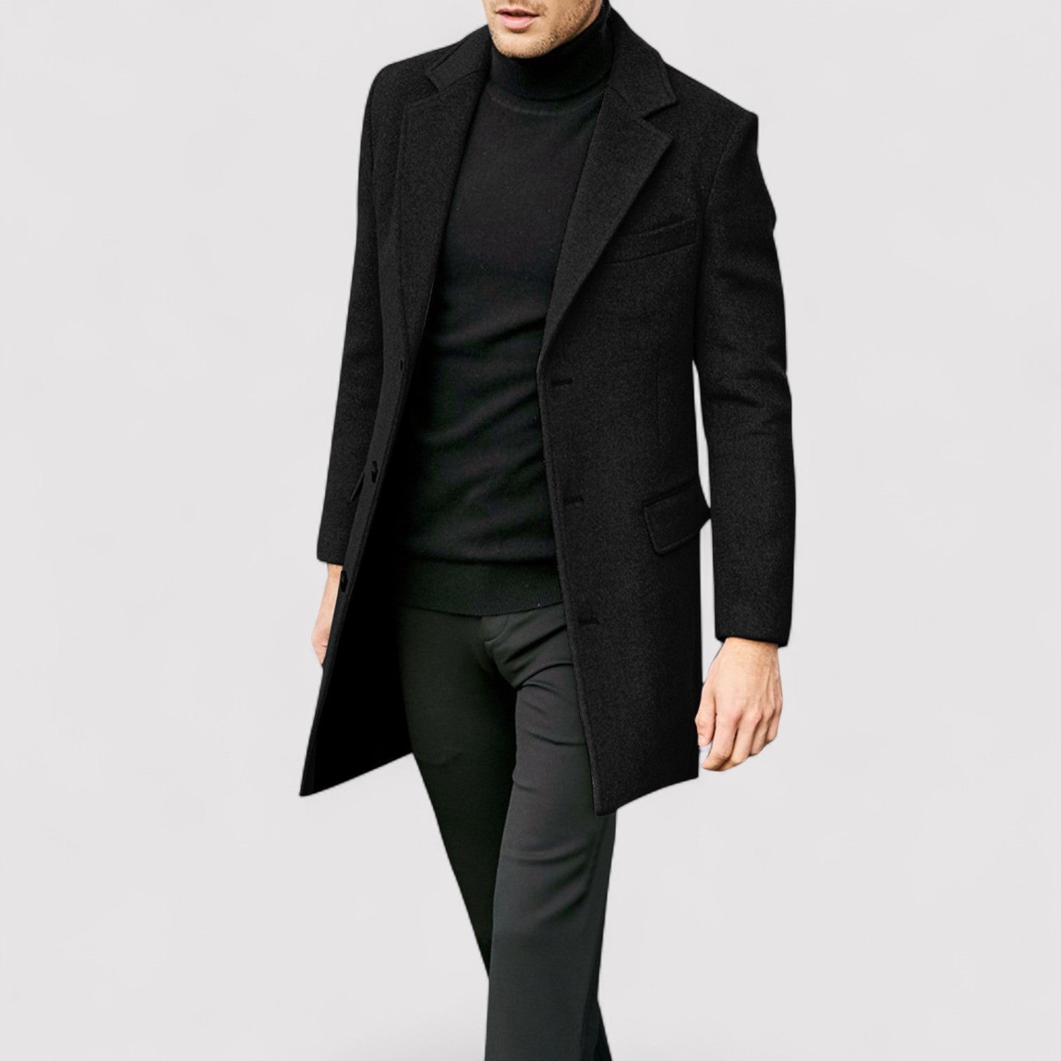 Manteau en Gris & Noir – Luxe, Chaleur et Intemporalité – Idéal comme Manteau d'Hiver pour Tenues Business et Décontractées