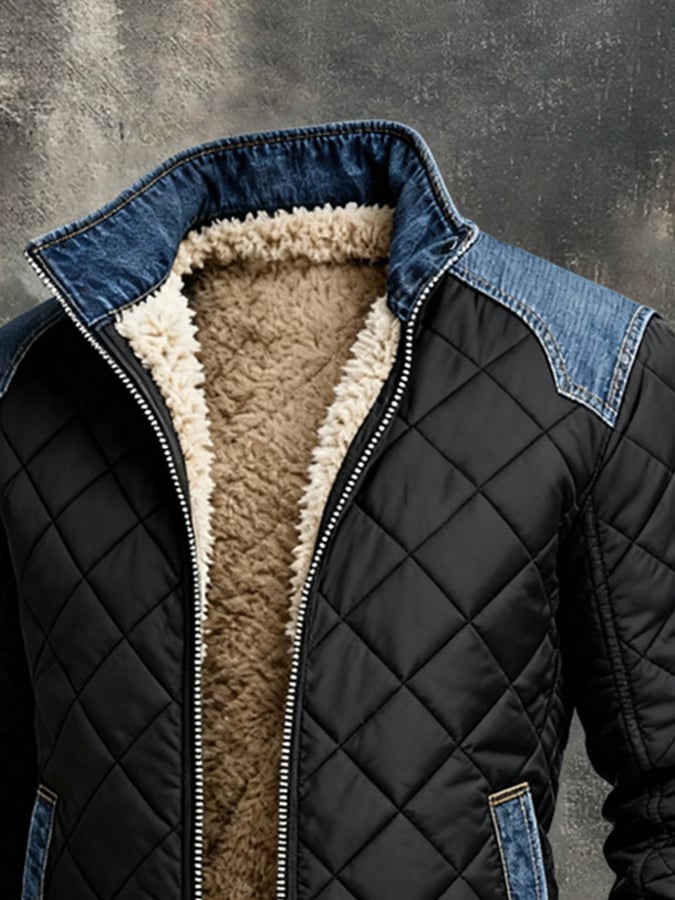 MAISON CLÉMENT PARIS™ | VESTE MATELASSÉE NOIRE À DÉTAILS DENIM