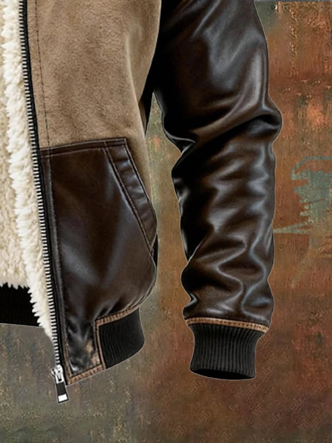 MAISON CLÉMENT PARIS™ | VESTE HIVER EN CUIR & SUEDE À DOUBLURE SHERPA