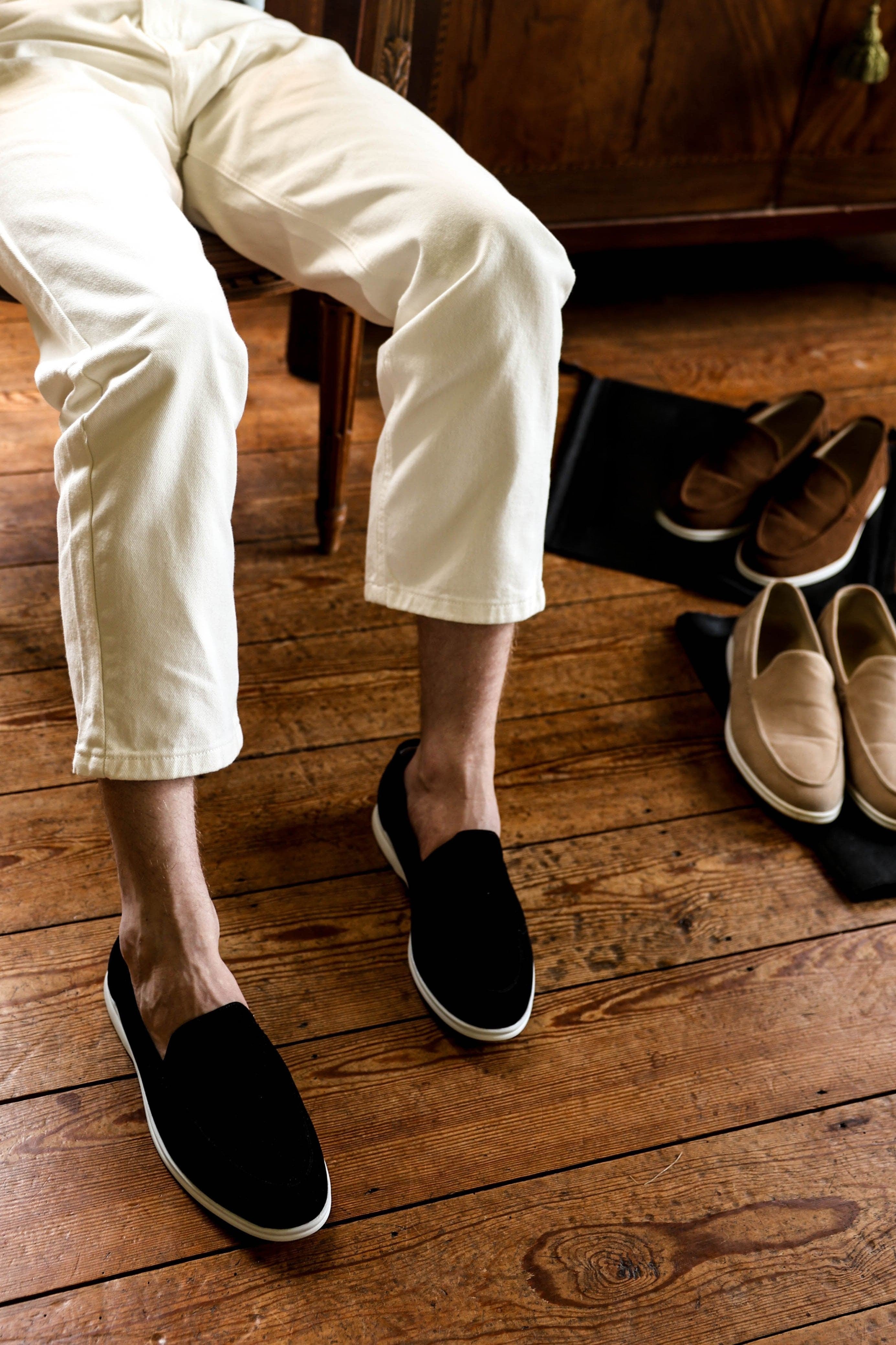 OLD MONEY - Mocassins en daim premium noir