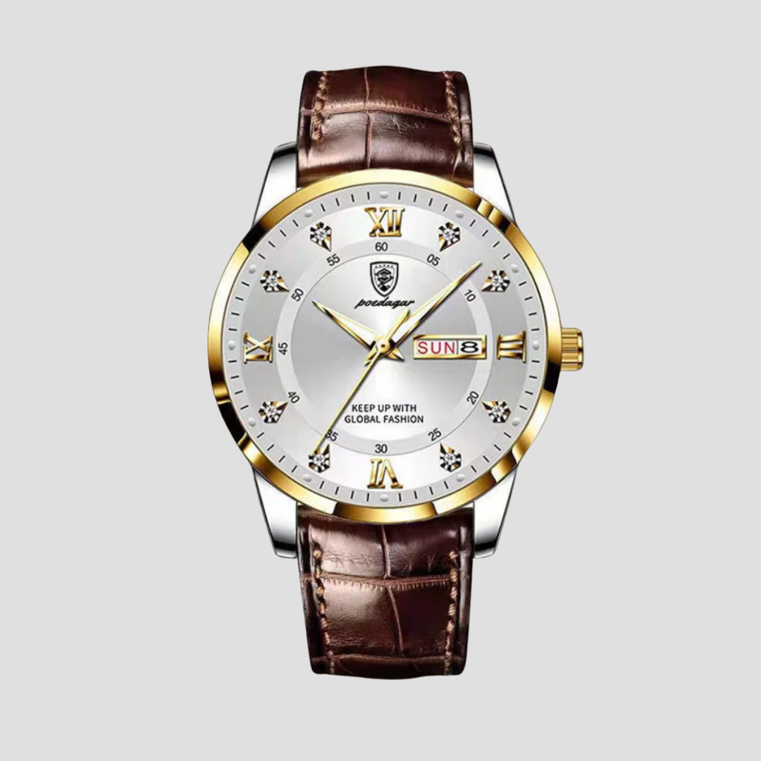 Montre Homme – Classique Marron – Montre de Luxe avec Bracelet en Cuir Old Money