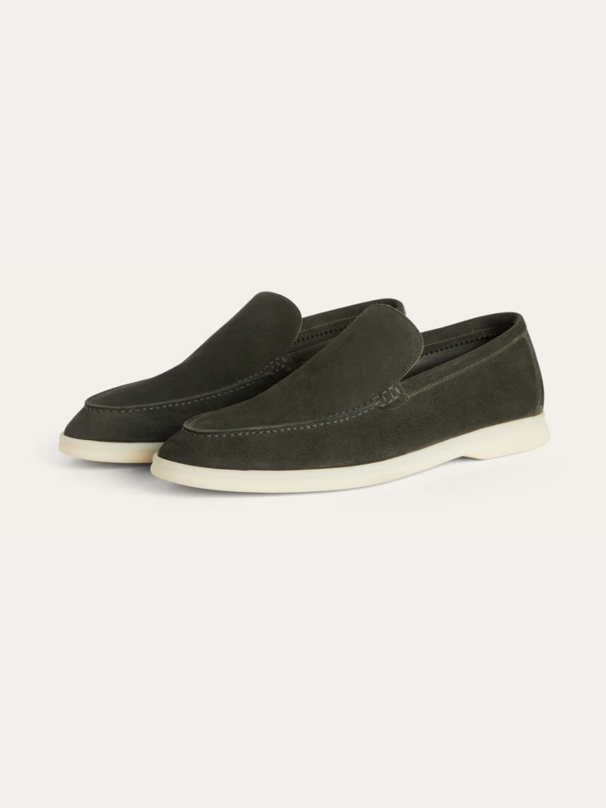 Brent - Loafers Old Money en suède vert foncé