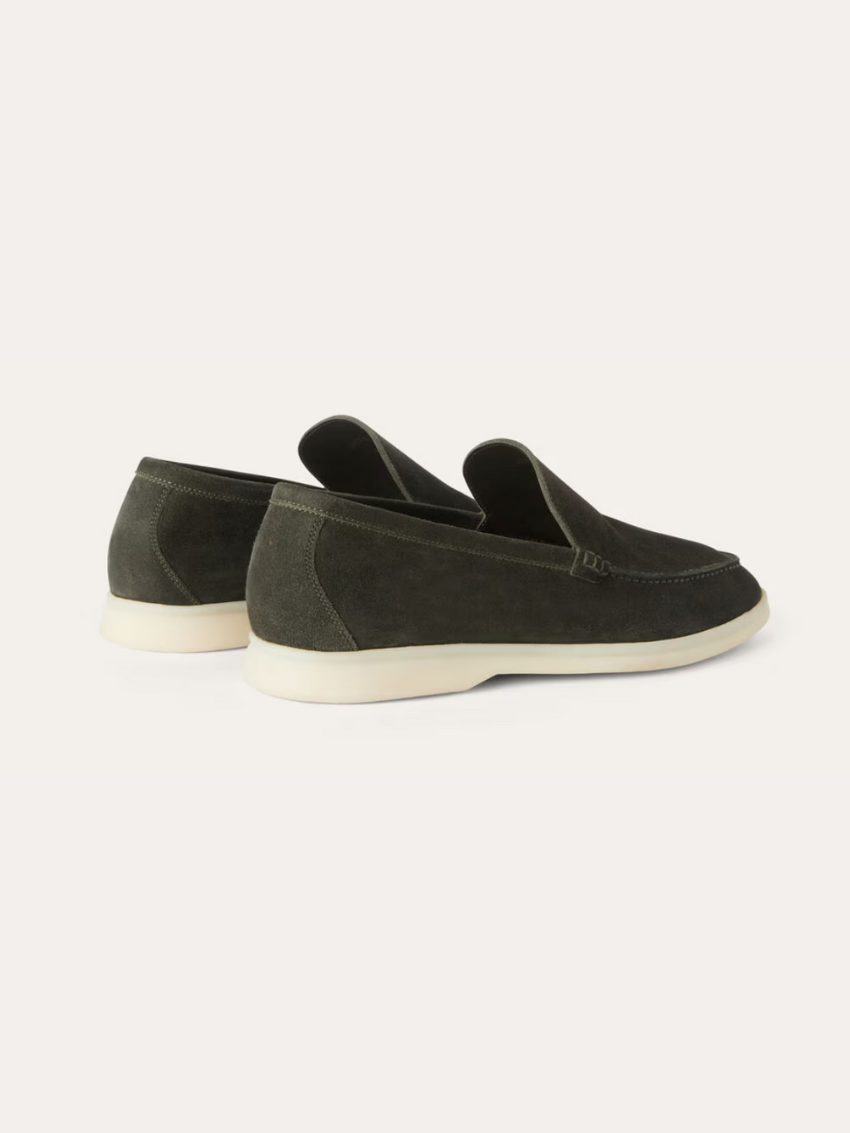Brent - Loafers Old Money en suède vert foncé