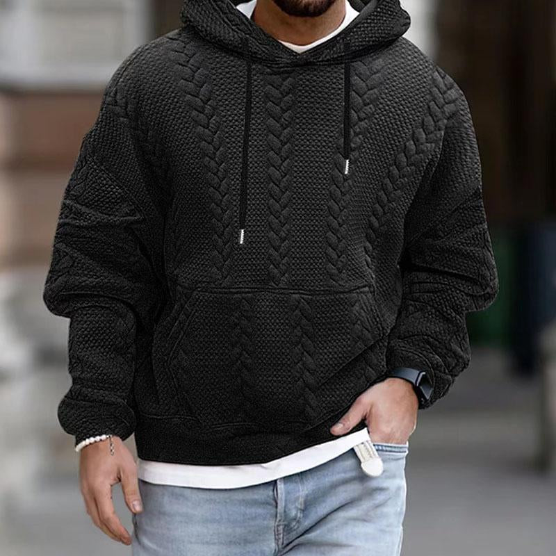 Sweat à capuche casual à tresses pour hommes – Sweatshirt oversized chaud avec capuche Lifestyle