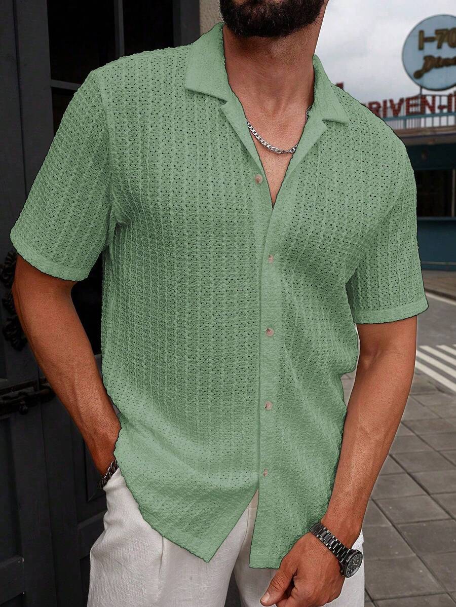 Carlos - Chemise décontractée unie à manches courtes