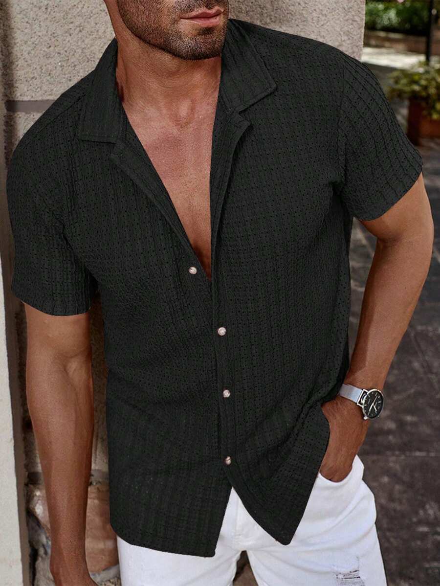 Carlos - Chemise décontractée unie à manches courtes
