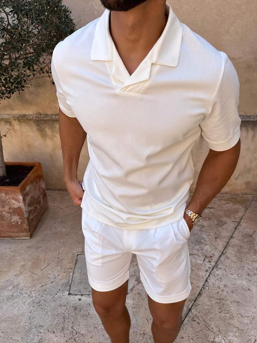 Set Polo Blanc Décontracté & Shorts 2025