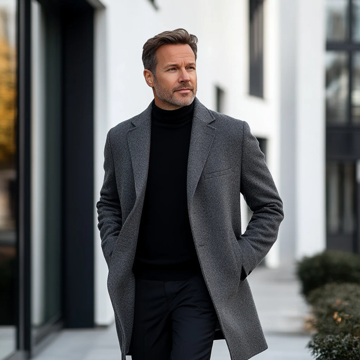 The Dorchester — Manteau d'Hiver en Laine Gris Luxe