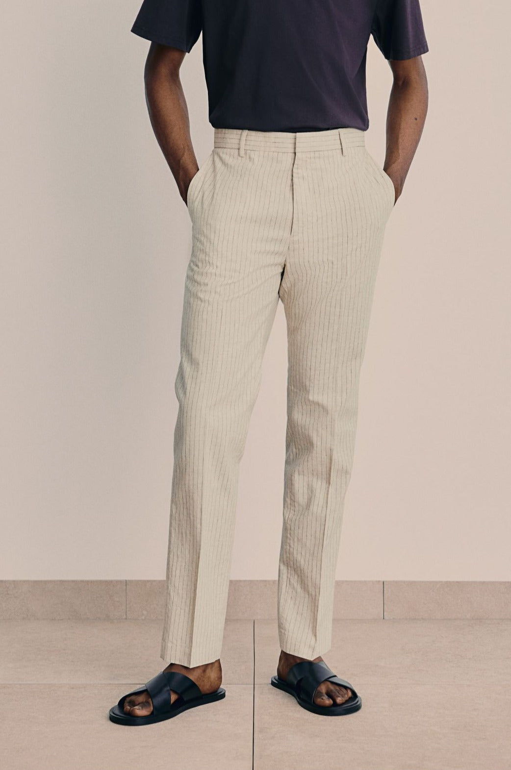 Lesandro - Pantalon chino classique en coton et lin