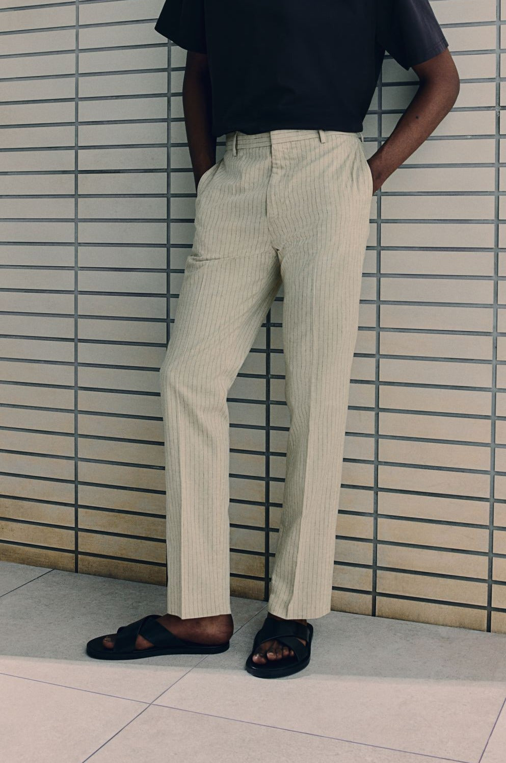 Lesandro - Pantalon chino classique en coton et lin