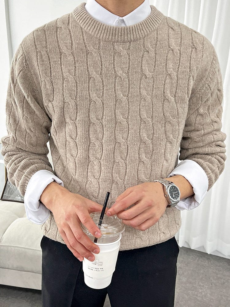 Derrick - Pull en laine beige pour hommes
