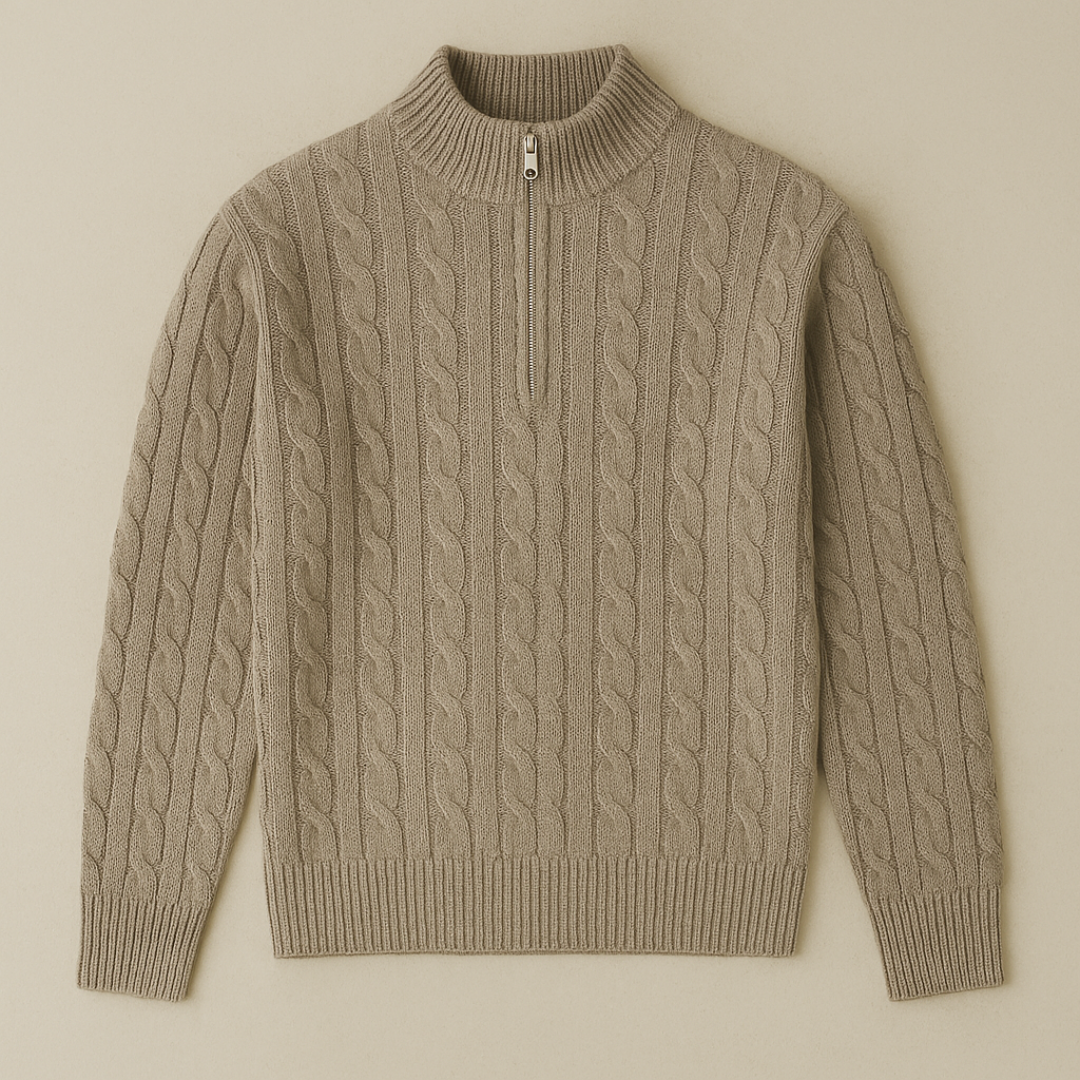 Diego - Pull Tricoté à Demi-Zip