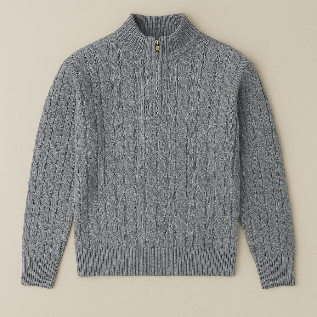 Diego - Pull Tricoté à Demi-Zip