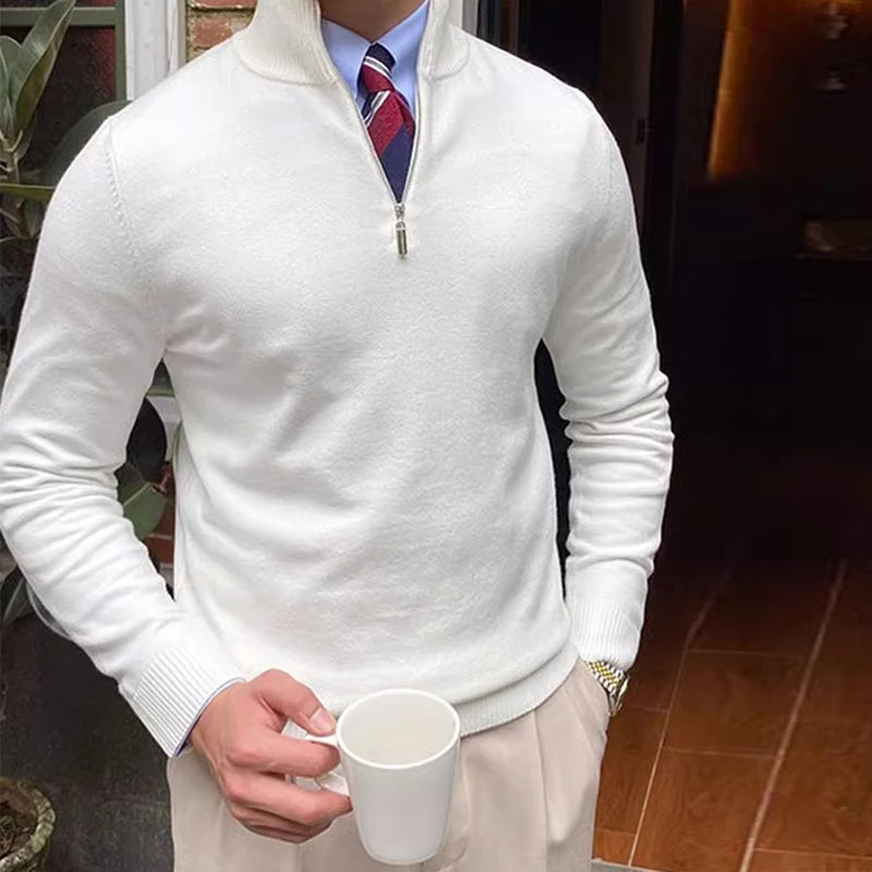 Pull décontracté à demi-zip en mélange de laine