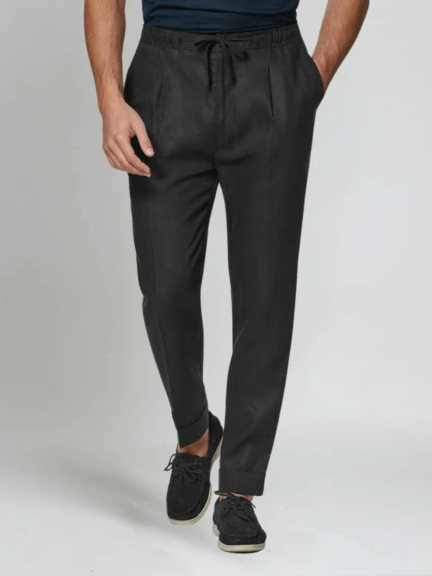 Pantalon en lin noir élégant