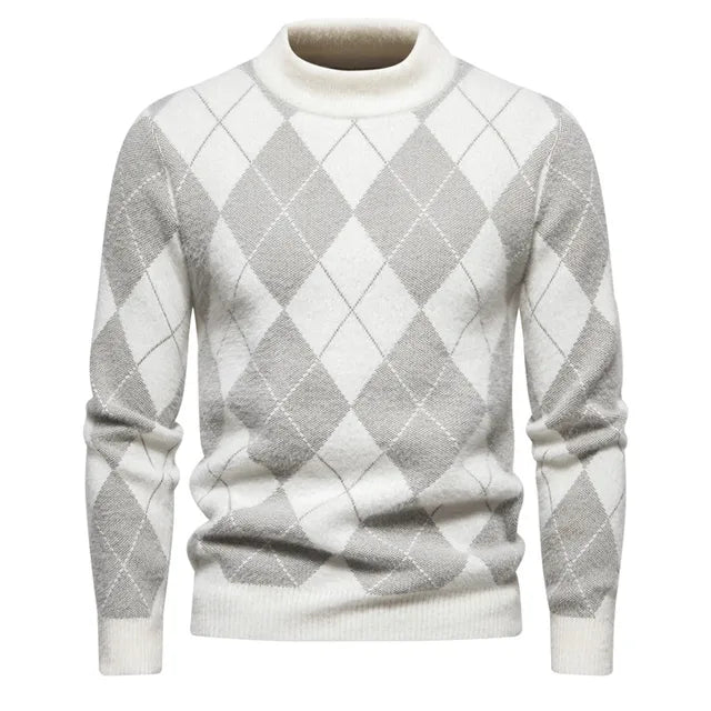 Elliot – Pull en laine tricoté à motif argyle pour hommes 2025