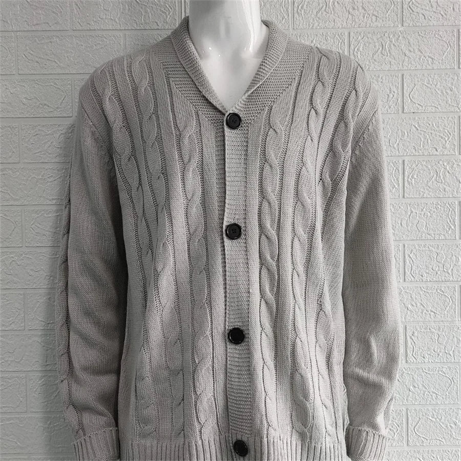 Augusto - Gilet pour homme à col châle en tricot avec boutons – Noir