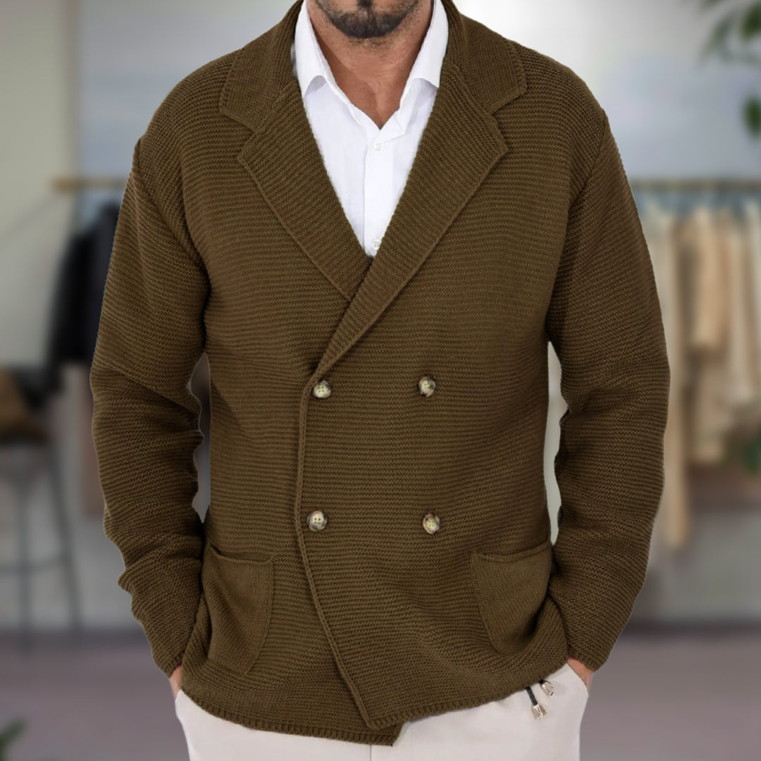 Evan - Gilet à double boutonnage en tricot texturé pour homme