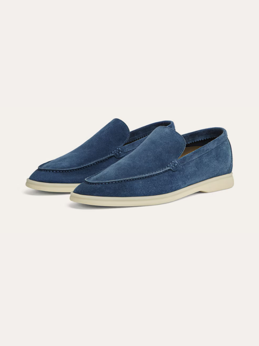 Geo - Loafers en suède bleu classique
