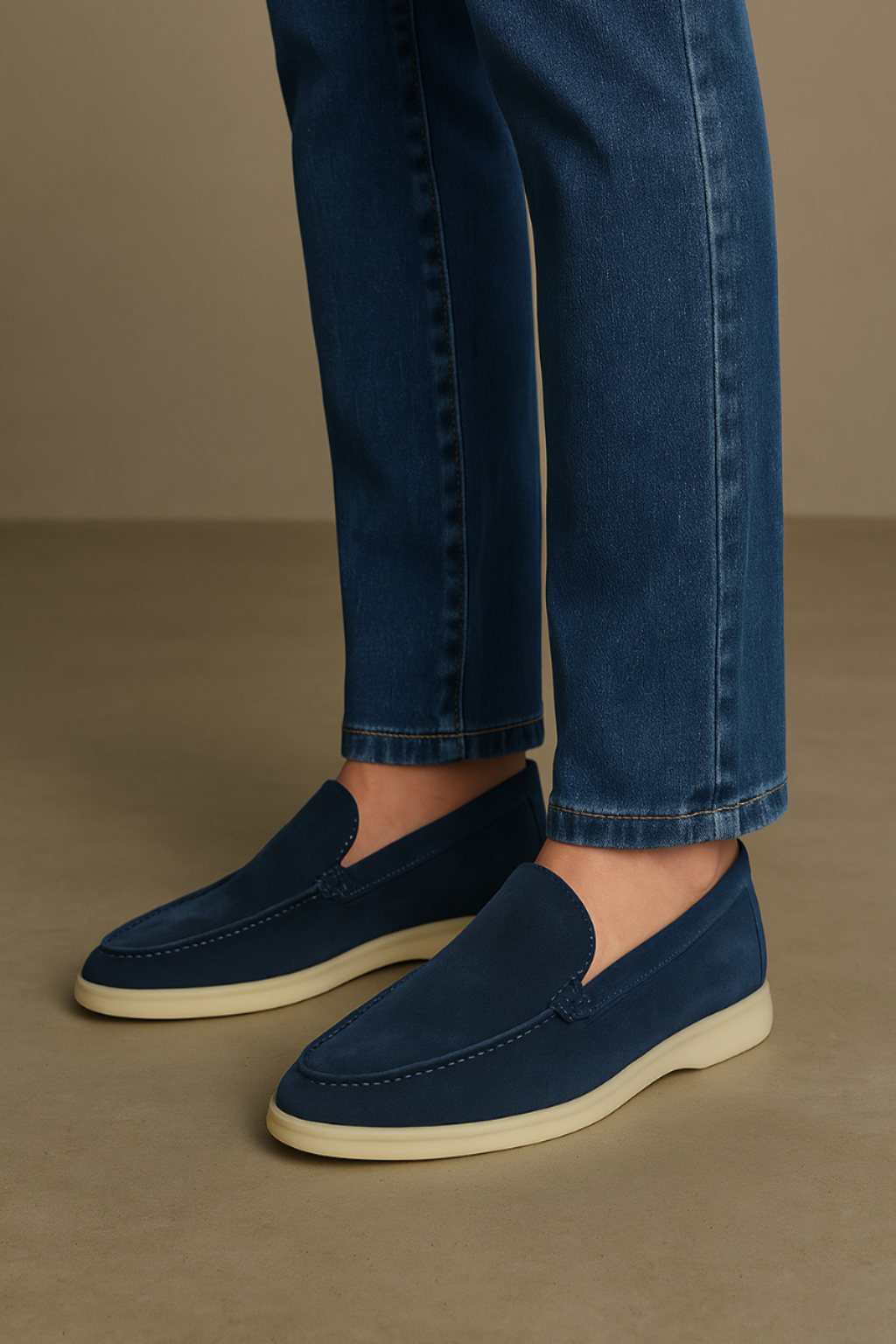 Geo - Loafers en suède bleu classique