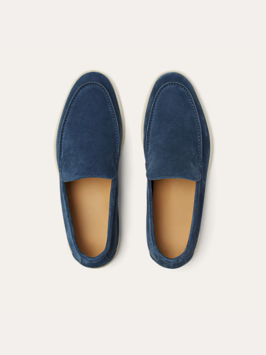 Geo - Loafers en suède bleu classique