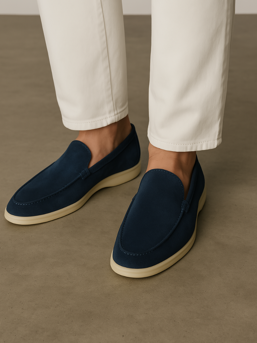 Geo - Loafers en suède bleu classique