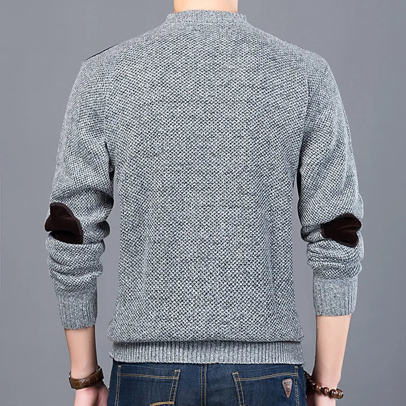 Pull en Laine Homme avec Détails en Suède sur les Épaules – Pull d'Hiver Chaleureux