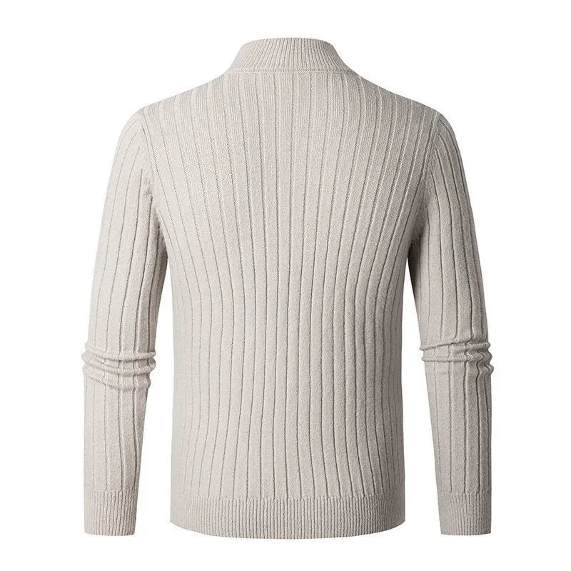 Pull à demi-zip rayé en coton élégant