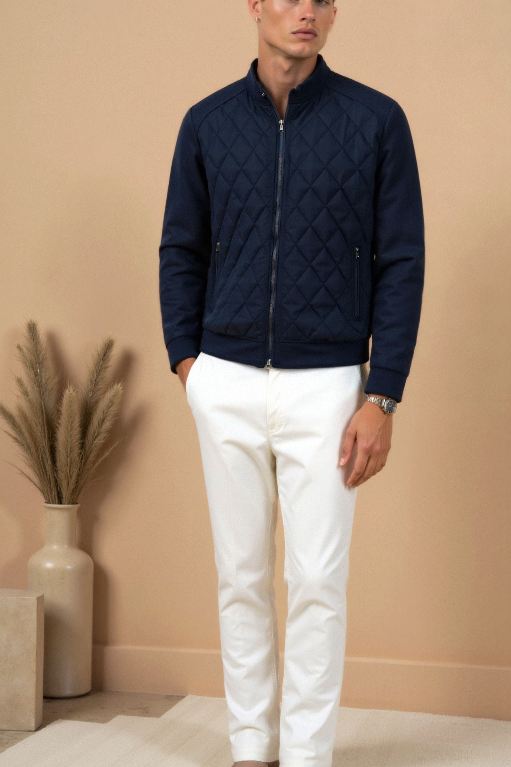 Veste matelassée pour hommes Navy – Manteau de luxe style Old Money