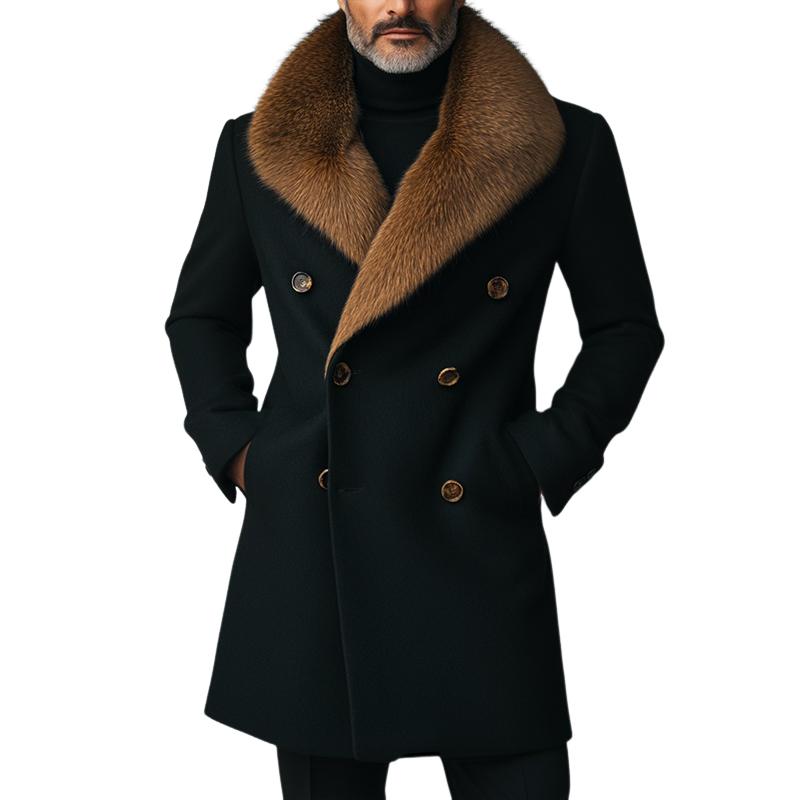 Manteau rétro casual pour homme avec col en fourrure – Old Money Hiver 2025