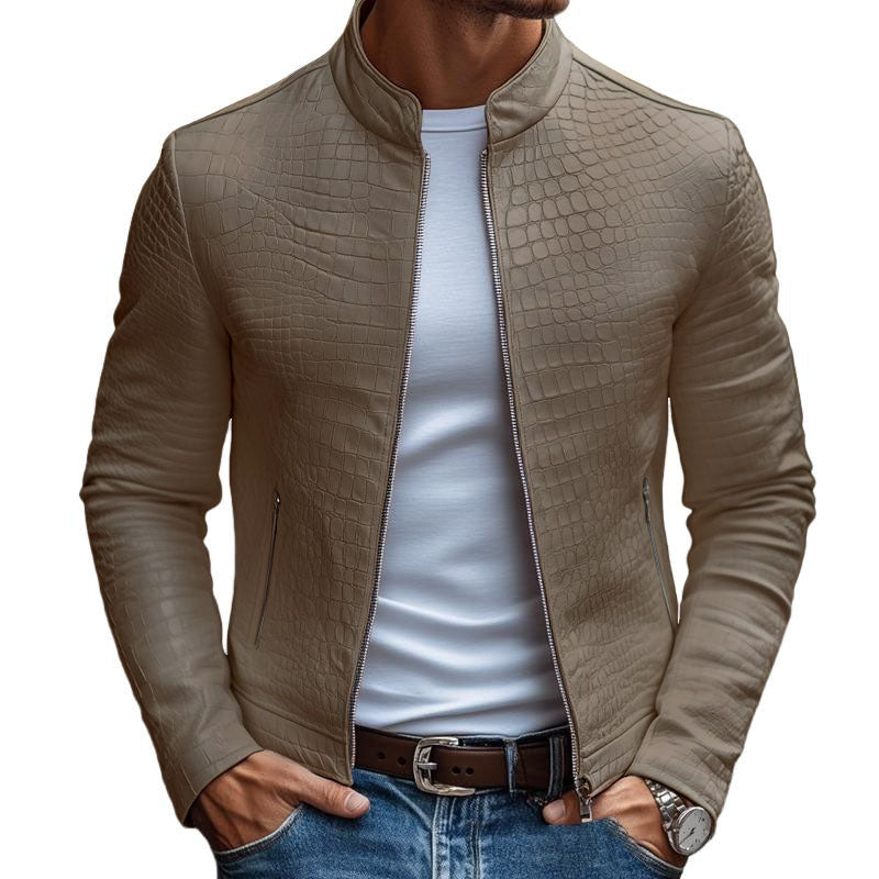 Veste en cuir exclusive pour hommes – Design luxueux blanc avec motif en pierres