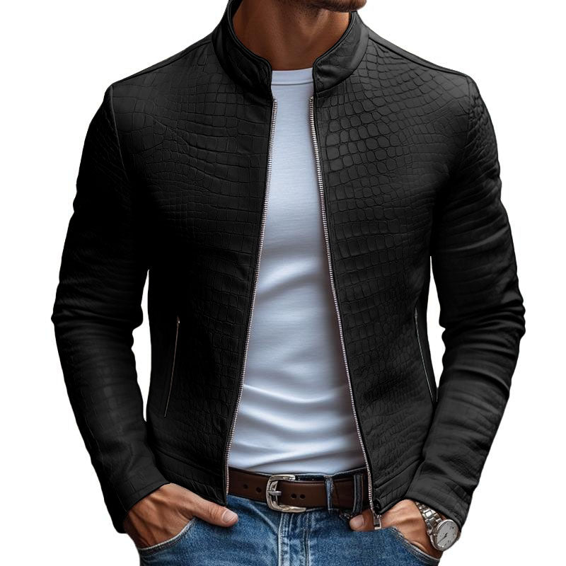 Veste en cuir exclusive pour hommes – Design luxueux blanc avec motif en pierres