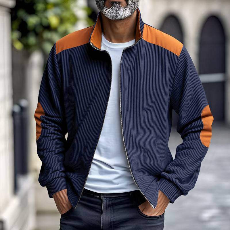 Streetwear Corduroy Herenjas – Modern Patchwork Bomberjack