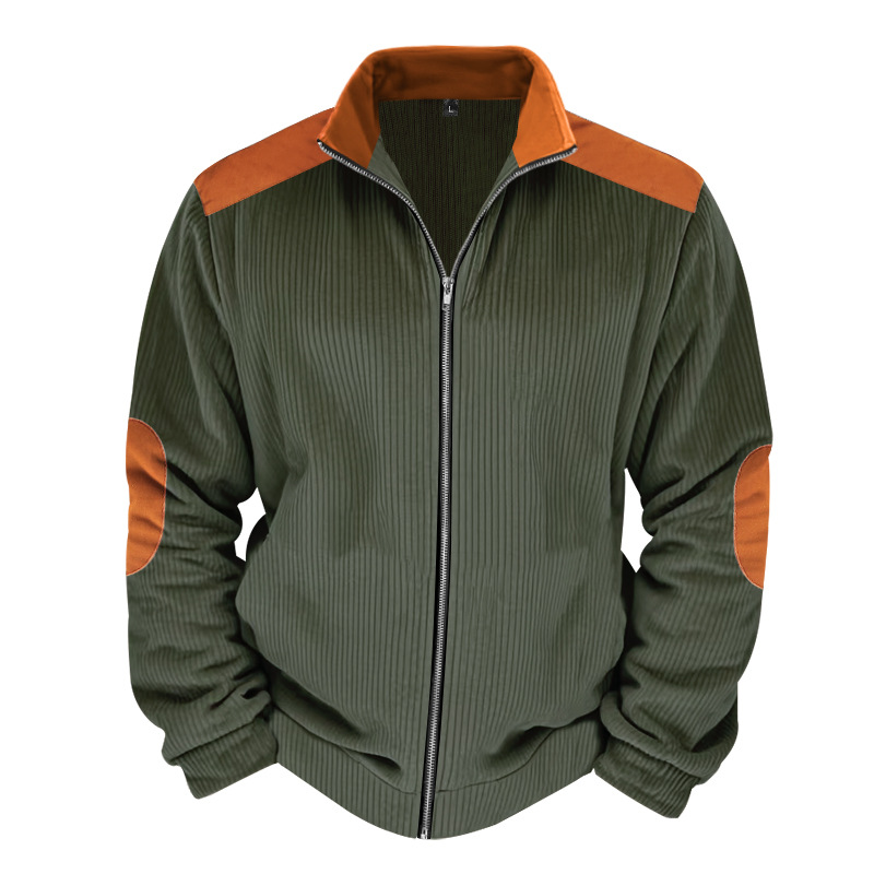 Streetwear Corduroy Herenjas – Modern Patchwork Bomberjack