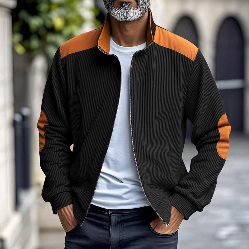 Streetwear Corduroy Herenjas – Modern Patchwork Bomberjack