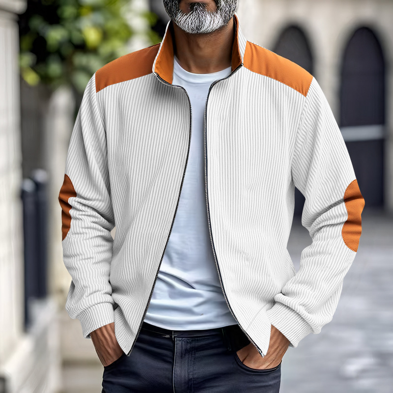 Streetwear Corduroy Herenjas – Modern Patchwork Bomberjack