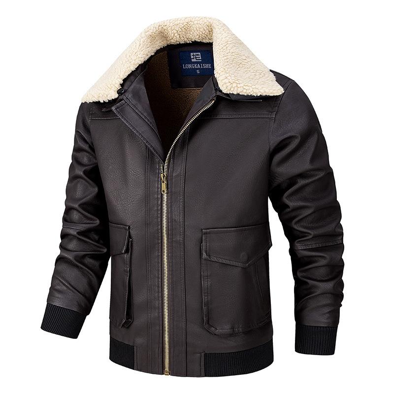 Veste d'hiver Aviator pour homme – Veste en cuir rétro de luxe avec col en fourrure