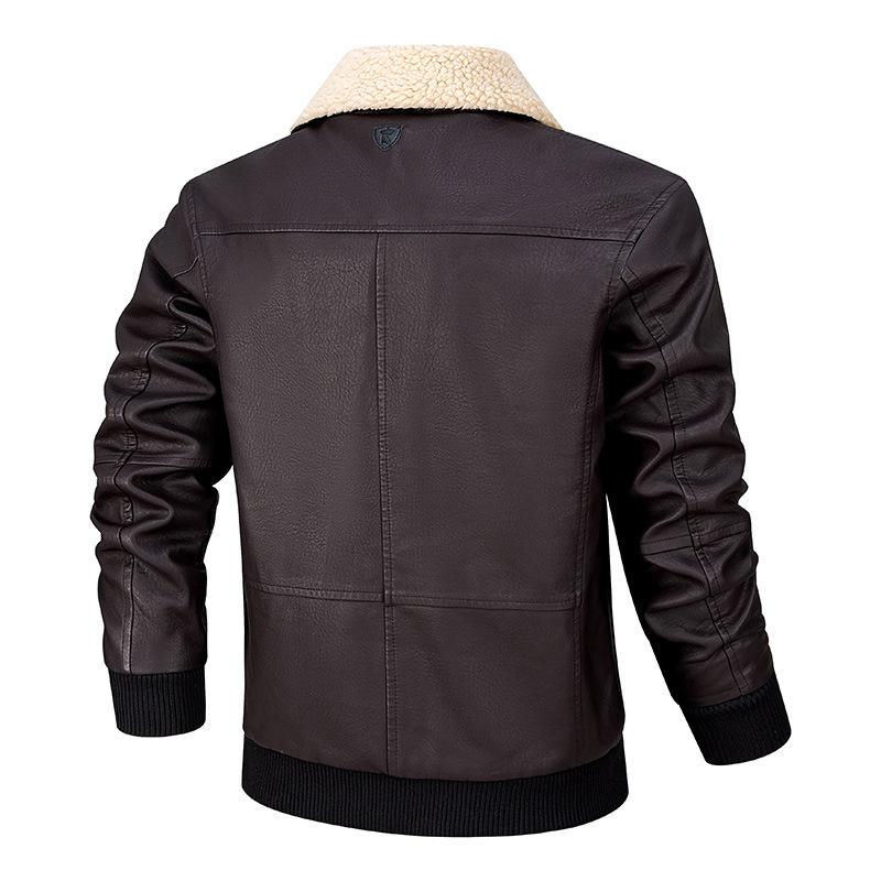 Veste d'hiver Aviator pour homme – Veste en cuir rétro de luxe avec col en fourrure