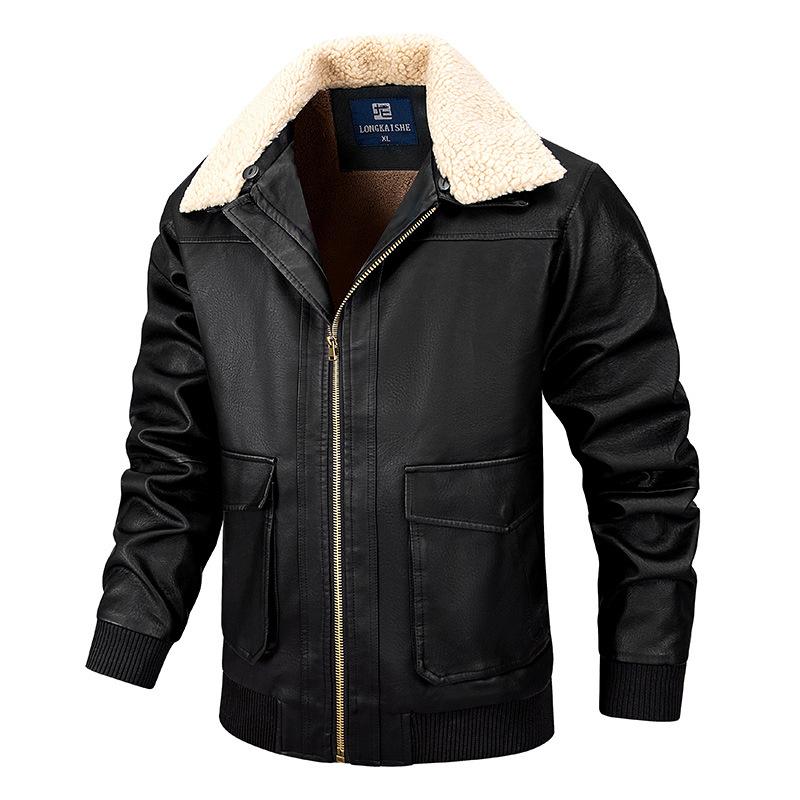 Veste d'hiver Aviator pour homme – Veste en cuir rétro de luxe avec col en fourrure