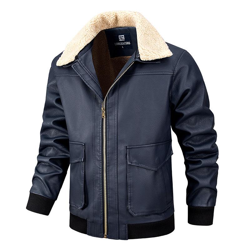 Veste d'hiver Aviator pour homme – Veste en cuir rétro de luxe avec col en fourrure