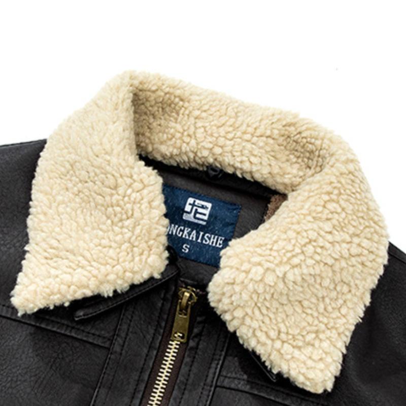 Veste d'hiver Aviator pour homme – Veste en cuir rétro de luxe avec col en fourrure