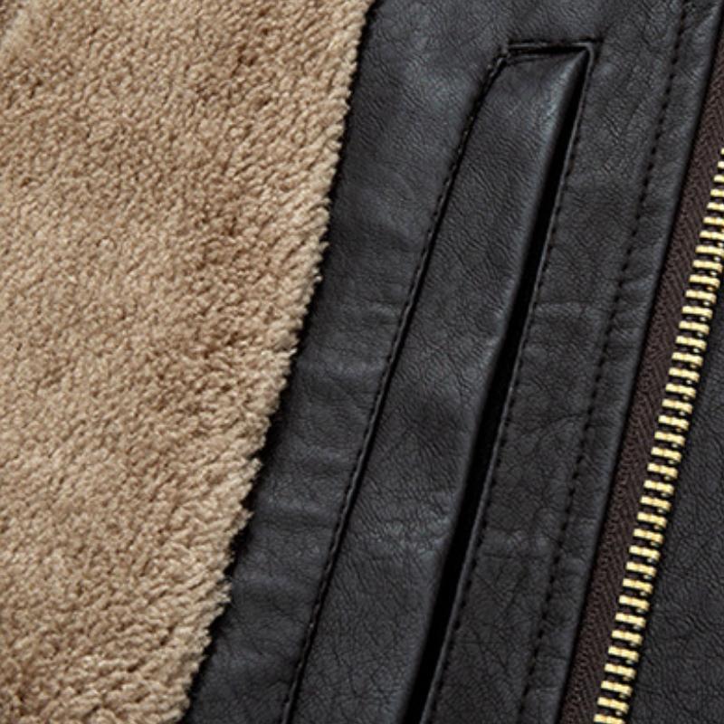 Veste d'hiver Aviator pour homme – Veste en cuir rétro de luxe avec col en fourrure