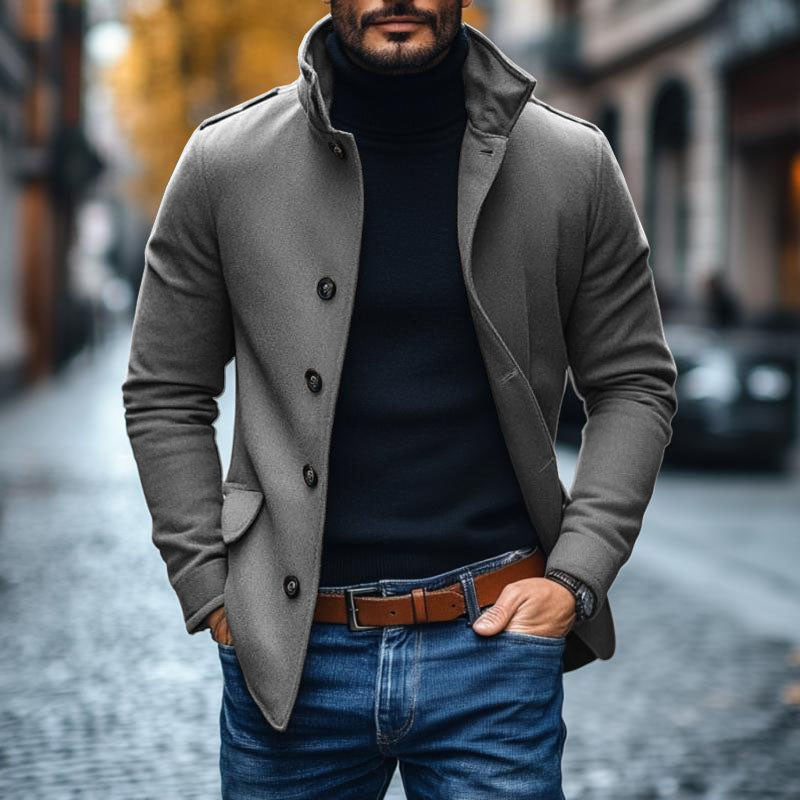 Feliciano - Manteau d'hiver long en mélange de laine pour homme