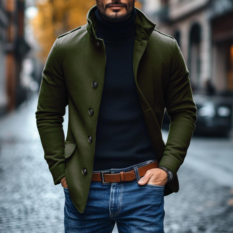 Feliciano - Manteau d'hiver long en mélange de laine pour homme