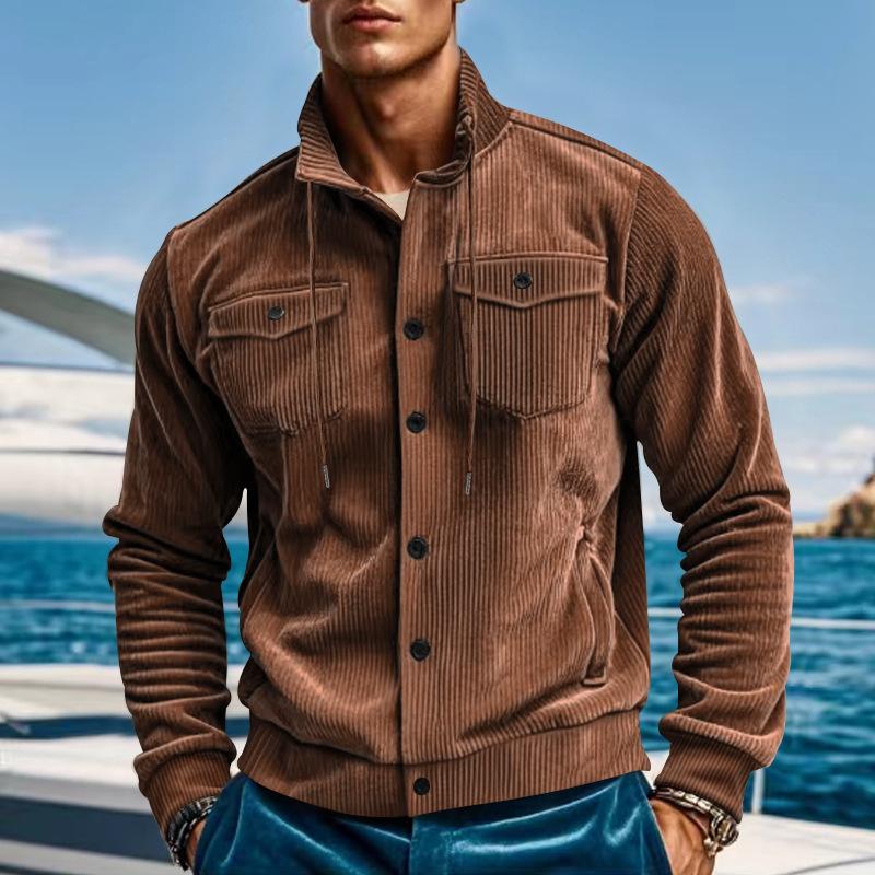 Veste d'hiver cargo en corduroy stylée – Veste intemporelle pour homme à poches multiples